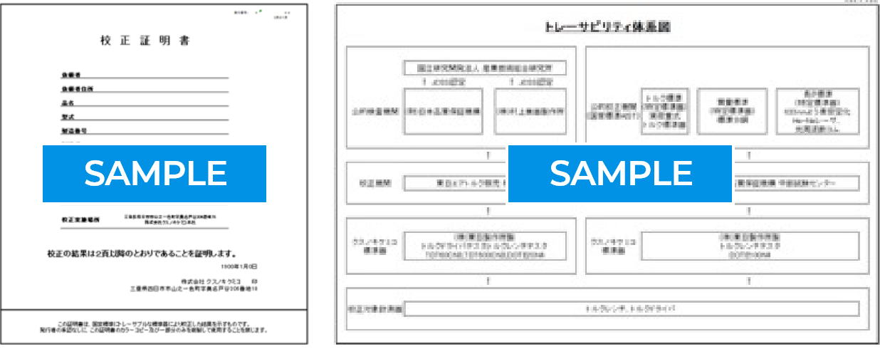校正証明書・トレーサビリティ体系図サンプル